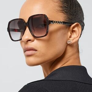 Authentic Gucci Dark Tortoiseshell Large Rectangular Frame Sunglasses GG1189S